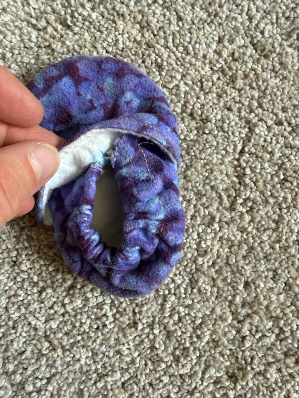 Plush Purple Patterned Baby Booties Fleece Slip-On 0-6 Months
